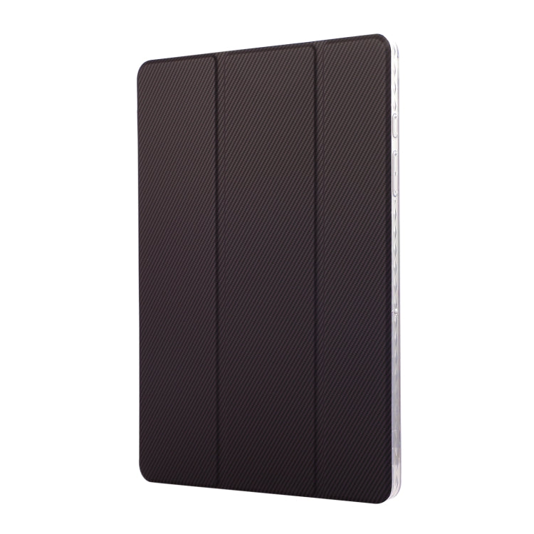 For Samsung Galaxy Tab A9+ Carbon Fiber Clear Acrylic 3-Fold Leather Tablet Case(Purple) by bashfashion