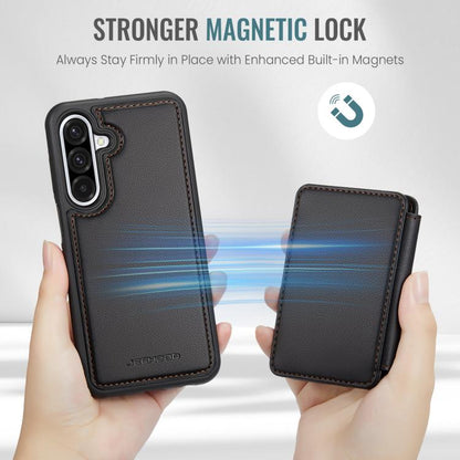 For Samsung Galaxy A56 5G JEEHOOD J05 Business Magnetic Style RFID Leather Phone Case(Black) by JEEHOOD