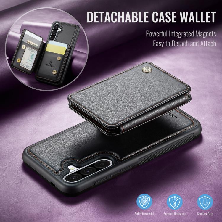 For Samsung Galaxy A56 5G JEEHOOD J05 Business Magnetic Style RFID Leather Phone Case(Black) by JEEHOOD