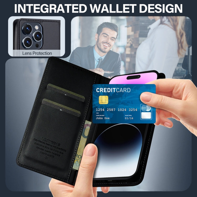 For iPhone 14 Pro Max LC.IMEEKE L1 Series Frosted Fine Texture PU Phone Case(Black) by LC.IMEEKE