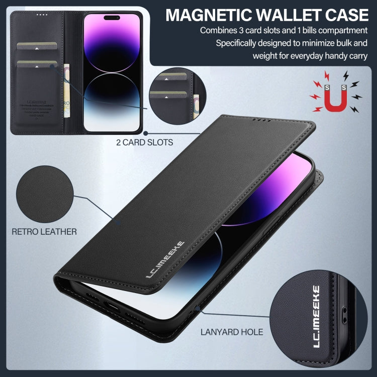 For iPhone 14 Pro Max LC.IMEEKE L1 Series Frosted Fine Texture PU Phone Case(Black) by LC.IMEEKE