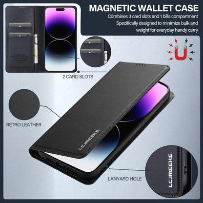 For iPhone 14 Pro Max LC.IMEEKE L1 Series Frosted Fine Texture PU Phone Case(Black) by LC.IMEEKE