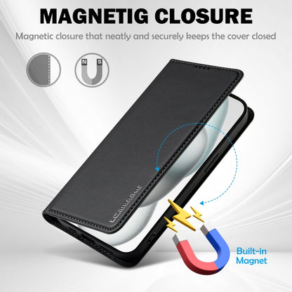 For iPhone 15 LC.IMEEKE L1 Series Frosted Fine Texture PU Phone Case(Black) by LC.IMEEKE