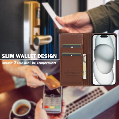 For iPhone 15 LC.IMEEKE L1 Series Frosted Fine Texture PU Phone Case(Brown) by LC.IMEEKE