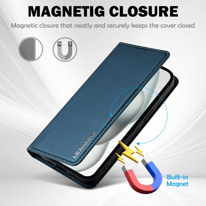 For iPhone 15 LC.IMEEKE L1 Series Frosted Fine Texture PU Phone Case(Blue) by LC.IMEEKE