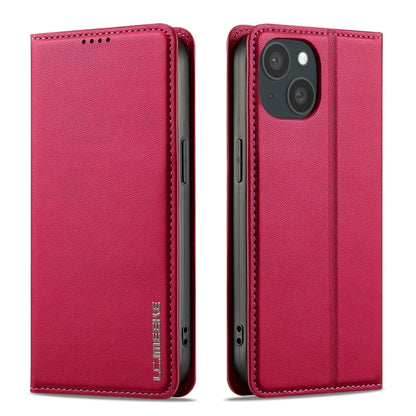 For iPhone 15 LC.IMEEKE L1 Series Frosted Fine Texture PU Phone Case(Red) by LC.IMEEKE