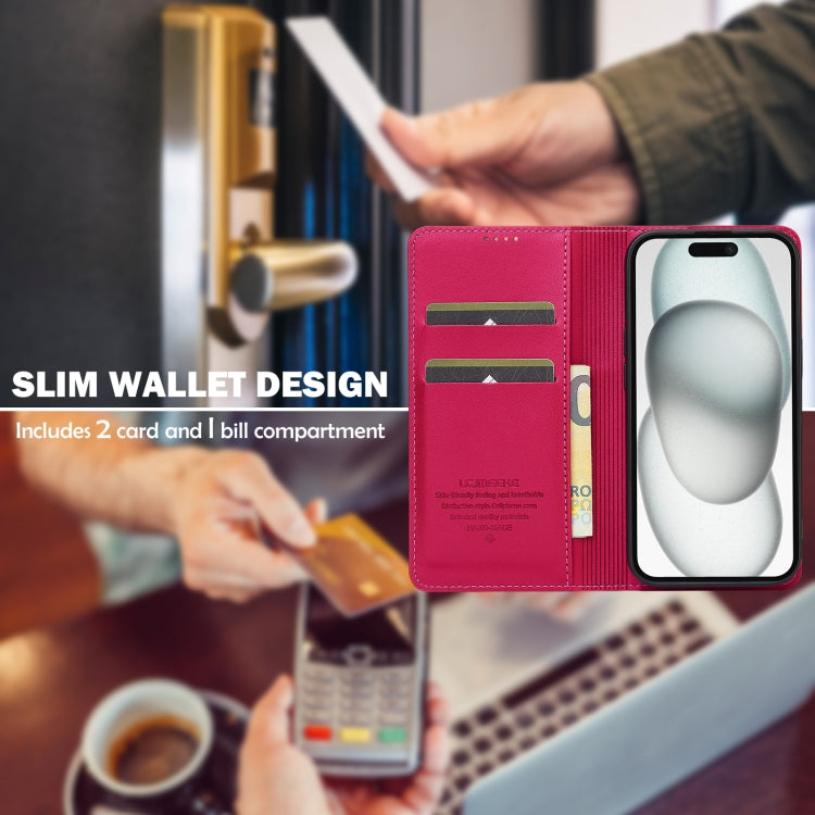 For iPhone 15 LC.IMEEKE L1 Series Frosted Fine Texture PU Phone Case(Red) by LC.IMEEKE