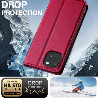 For iPhone 15 LC.IMEEKE L1 Series Frosted Fine Texture PU Phone Case(Red) by LC.IMEEKE
