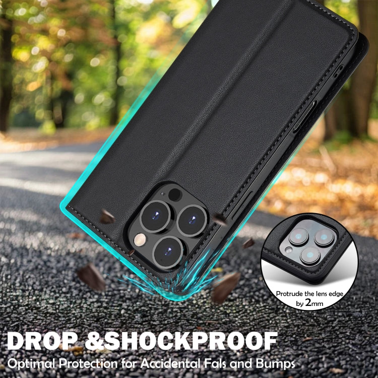 For iPhone 16 Pro Max LC.IMEEKE L1 Series Frosted Fine Texture PU Phone Case(Black) by LC.IMEEKE