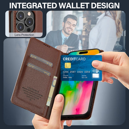 For iPhone 16 Pro Max LC.IMEEKE L1 Series Frosted Fine Texture PU Phone Case(Brown) by LC.IMEEKE