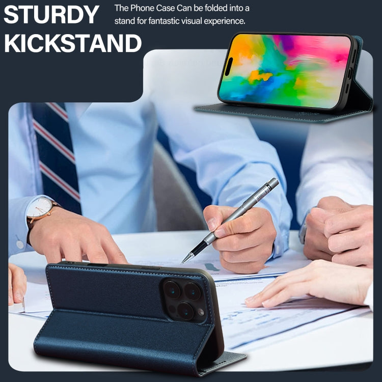 For iPhone 16 Pro Max LC.IMEEKE L1 Series Frosted Fine Texture PU Phone Case(Blue) by LC.IMEEKE