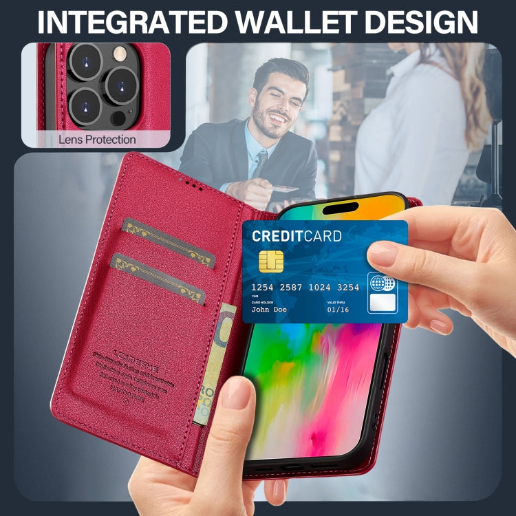 For iPhone 16 Pro Max LC.IMEEKE L1 Series Frosted Fine Texture PU Phone Case(Red) by LC.IMEEKE