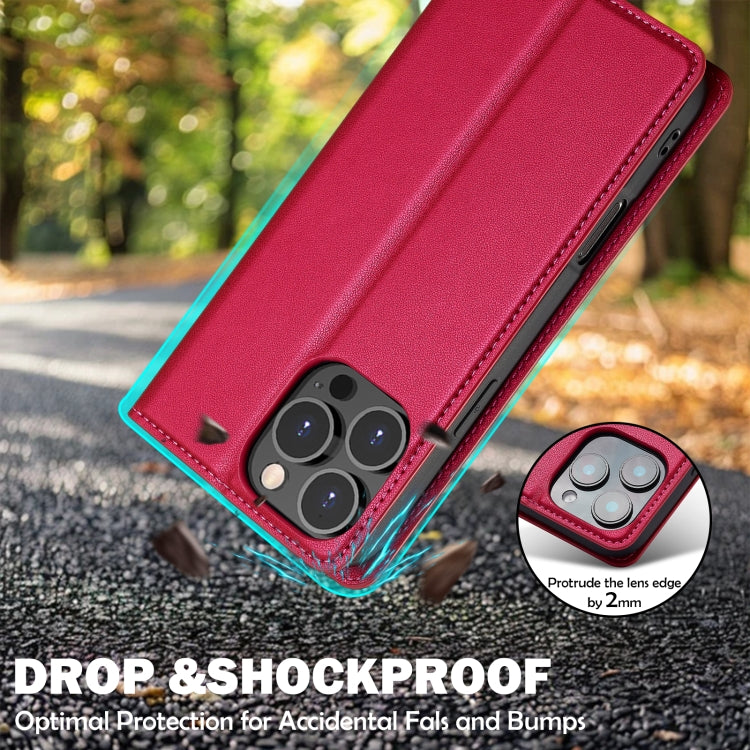 For iPhone 16 Pro Max LC.IMEEKE L1 Series Frosted Fine Texture PU Phone Case(Red) by LC.IMEEKE