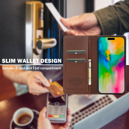 For iPhone 16 Pro LC.IMEEKE L1 Series Frosted Fine Texture PU Phone Case(Brown) by LC.IMEEKE