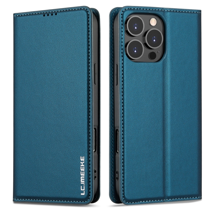 For iPhone 16 Pro LC.IMEEKE L1 Series Frosted Fine Texture PU Phone Case(Blue) by LC.IMEEKE
