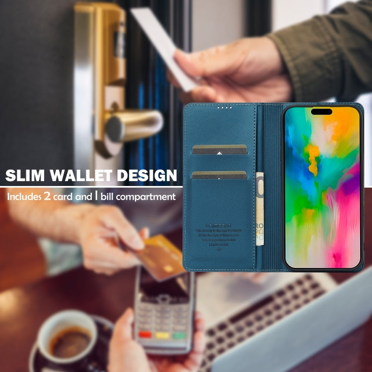 For iPhone 16 Pro LC.IMEEKE L1 Series Frosted Fine Texture PU Phone Case(Blue) by LC.IMEEKE