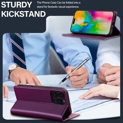 For iPhone 16 Pro LC.IMEEKE L1 Series Frosted Fine Texture PU Phone Case(Purple) by LC.IMEEKE