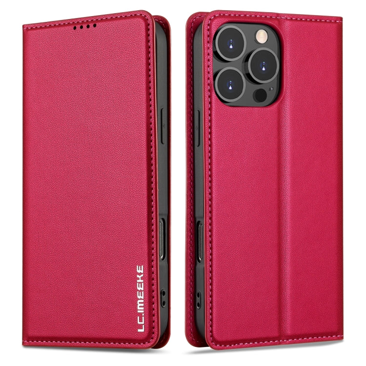 For iPhone 16 Pro LC.IMEEKE L1 Series Frosted Fine Texture PU Phone Case(Red) by LC.IMEEKE