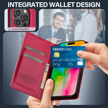 For iPhone 16 Pro LC.IMEEKE L1 Series Frosted Fine Texture PU Phone Case(Red) by LC.IMEEKE