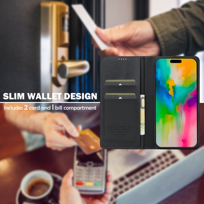 For iPhone 16 Plus LC.IMEEKE L1 Series Frosted Fine Texture PU Phone Case(Black) by LC.IMEEKE