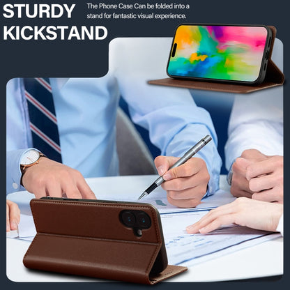 For iPhone 16 Plus LC.IMEEKE L1 Series Frosted Fine Texture PU Phone Case(Brown) by LC.IMEEKE