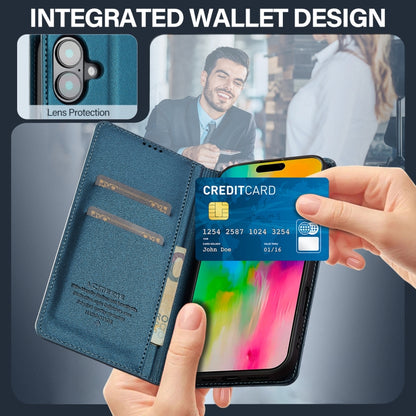 For iPhone 16 Plus LC.IMEEKE L1 Series Frosted Fine Texture PU Phone Case(Blue) by LC.IMEEKE