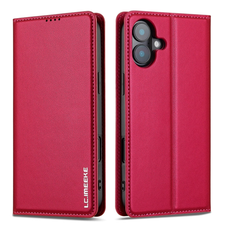 For iPhone 16 Plus LC.IMEEKE L1 Series Frosted Fine Texture PU Phone Case(Red) by LC.IMEEKE