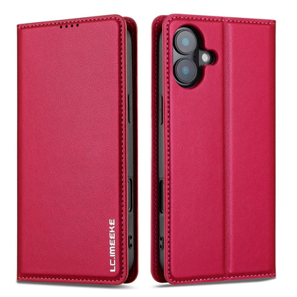 For iPhone 16 Plus LC.IMEEKE L1 Series Frosted Fine Texture PU Phone Case(Red) by LC.IMEEKE