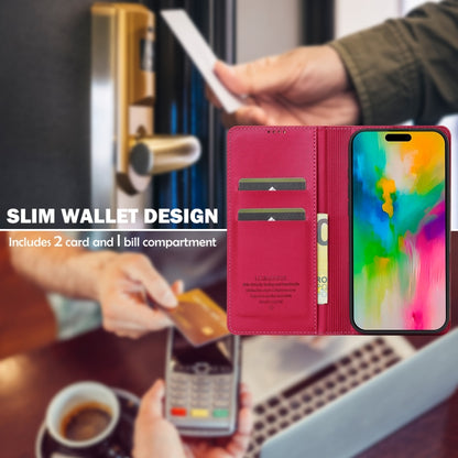 For iPhone 16 Plus LC.IMEEKE L1 Series Frosted Fine Texture PU Phone Case(Red) by LC.IMEEKE