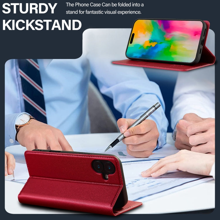 For iPhone 16 Plus LC.IMEEKE L1 Series Frosted Fine Texture PU Phone Case(Red) by LC.IMEEKE