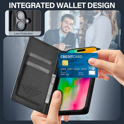 For iPhone 16 LC.IMEEKE L1 Series Frosted Fine Texture PU Phone Case(Black) by LC.IMEEKE