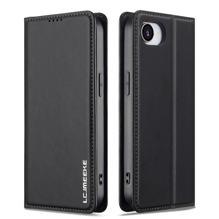 For iPhone 16e LC.IMEEKE L1 Series Frosted Fine Texture PU Phone Case(Black) by LC.IMEEKE