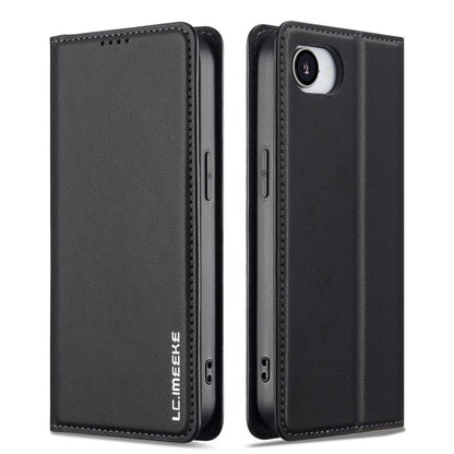 For iPhone 16e LC.IMEEKE L1 Series Frosted Fine Texture PU Phone Case(Black) by LC.IMEEKE