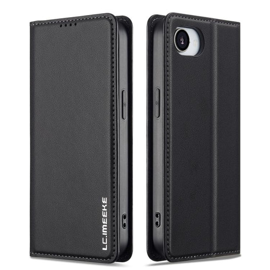For iPhone 16e LC.IMEEKE L1 Series Frosted Fine Texture PU Phone Case(Black) by LC.IMEEKE