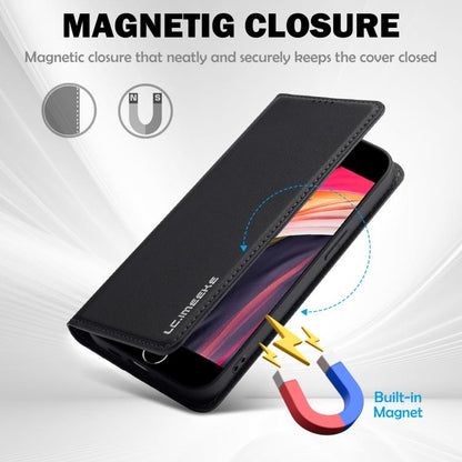 For iPhone 16e LC.IMEEKE L1 Series Frosted Fine Texture PU Phone Case(Black) by LC.IMEEKE