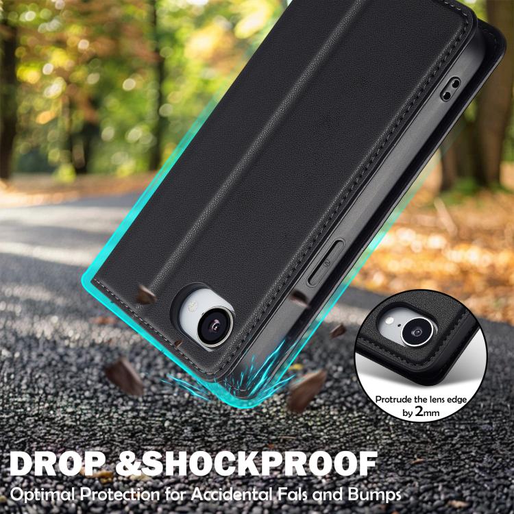 For iPhone 16e LC.IMEEKE L1 Series Frosted Fine Texture PU Phone Case(Black) by LC.IMEEKE