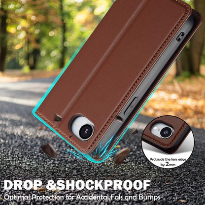 For iPhone 16e LC.IMEEKE L1 Series Frosted Fine Texture PU Phone Case(Brown) by LC.IMEEKE