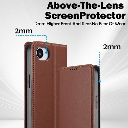 For iPhone 16e LC.IMEEKE L1 Series Frosted Fine Texture PU Phone Case(Brown) by LC.IMEEKE
