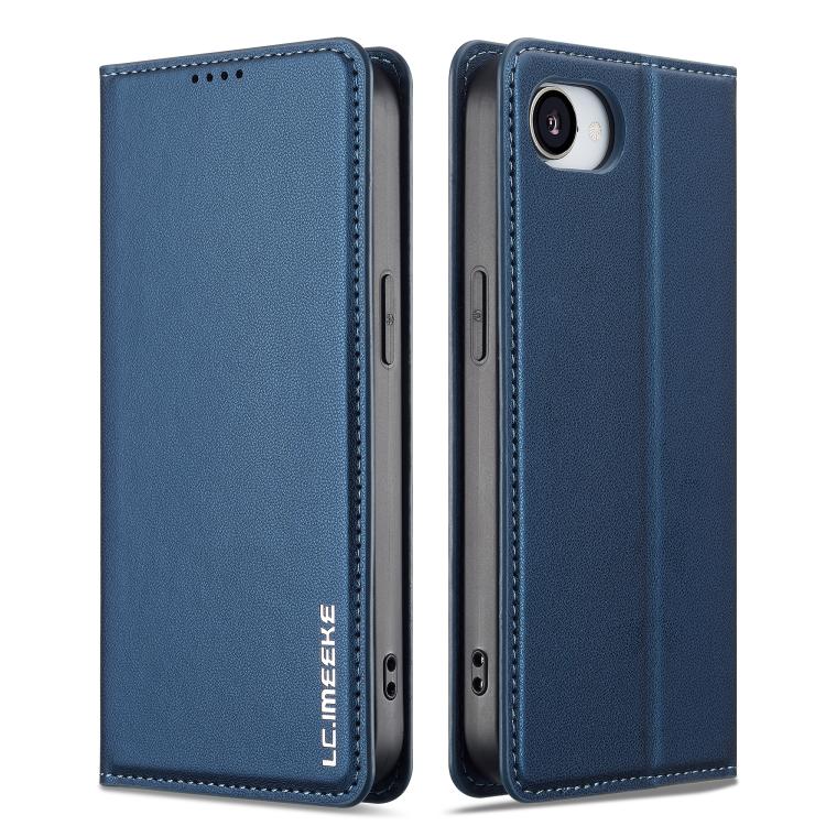For iPhone 16e LC.IMEEKE L1 Series Frosted Fine Texture PU Phone Case(Blue) by LC.IMEEKE