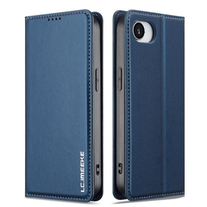 For iPhone 16e LC.IMEEKE L1 Series Frosted Fine Texture PU Phone Case(Blue) by LC.IMEEKE