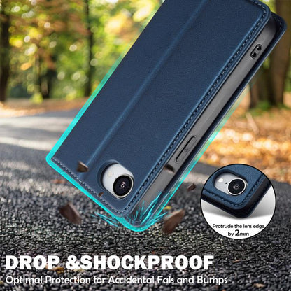 For iPhone 16e LC.IMEEKE L1 Series Frosted Fine Texture PU Phone Case(Blue) by LC.IMEEKE