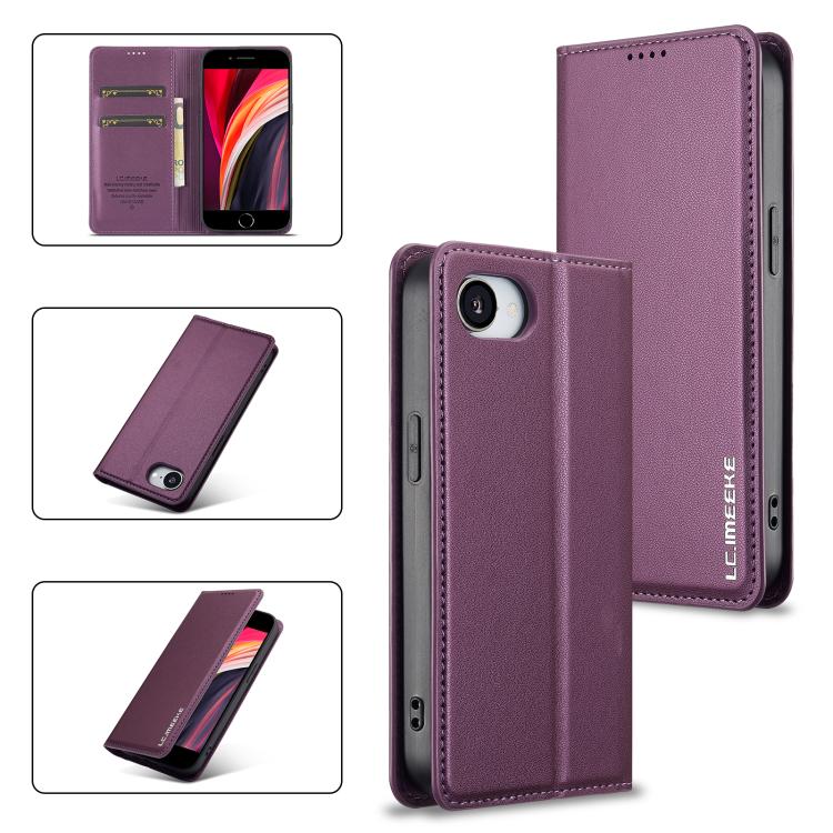 For iPhone 16e LC.IMEEKE L1 Series Frosted Fine Texture PU Phone Case(Purple) by LC.IMEEKE