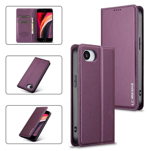 For iPhone 16e LC.IMEEKE L1 Series Frosted Fine Texture PU Phone Case(Purple) by LC.IMEEKE