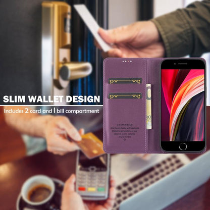 For iPhone 16e LC.IMEEKE L1 Series Frosted Fine Texture PU Phone Case(Purple) by LC.IMEEKE