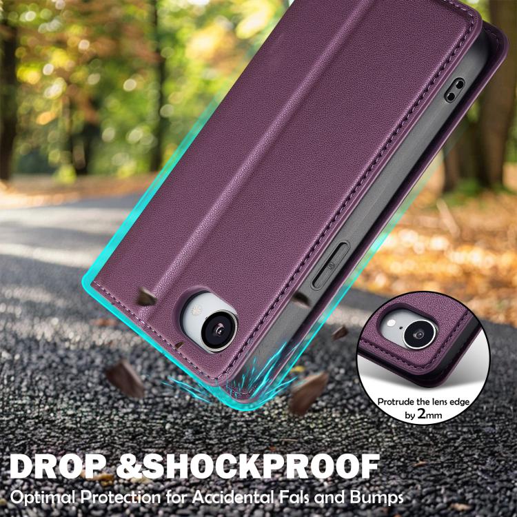 For iPhone 16e LC.IMEEKE L1 Series Frosted Fine Texture PU Phone Case(Purple) by LC.IMEEKE