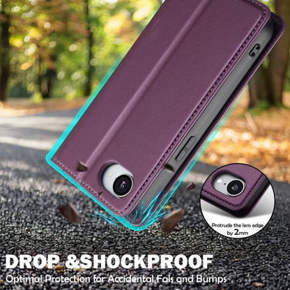 For iPhone 16e LC.IMEEKE L1 Series Frosted Fine Texture PU Phone Case(Purple) by LC.IMEEKE