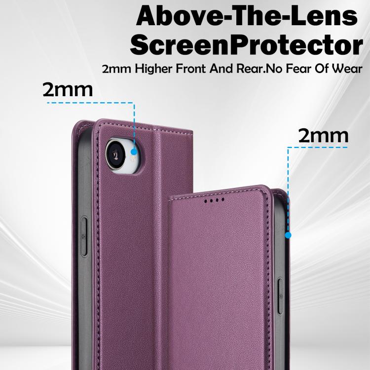 For iPhone 16e LC.IMEEKE L1 Series Frosted Fine Texture PU Phone Case(Purple) by LC.IMEEKE