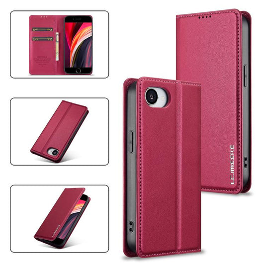 For iPhone 16e LC.IMEEKE L1 Series Frosted Fine Texture PU Phone Case(Red) by LC.IMEEKE