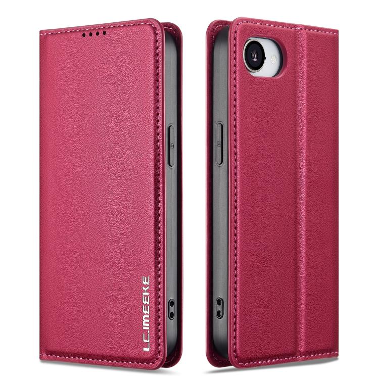 For iPhone 16e LC.IMEEKE L1 Series Frosted Fine Texture PU Phone Case(Red) by LC.IMEEKE