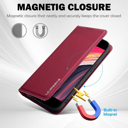 For iPhone 16e LC.IMEEKE L1 Series Frosted Fine Texture PU Phone Case(Red) by LC.IMEEKE